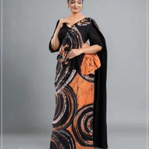 Orangina Swirl Batik Saree