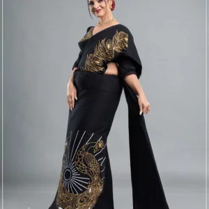 Golden Peacock Batik Saree