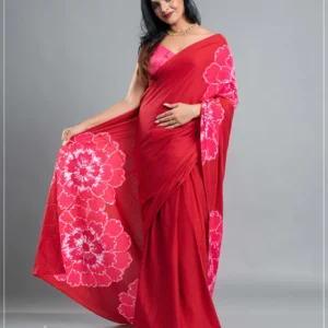 Elegance Pink Bloom Batik Saree