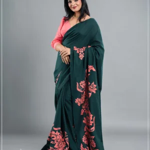Emerald Bloom Batik Saree